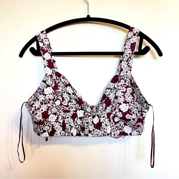 Zara Floral Crop Top Bralette Oversized Buckle Smocked Sleeveless Red White Sz M - Picture 3 of 8